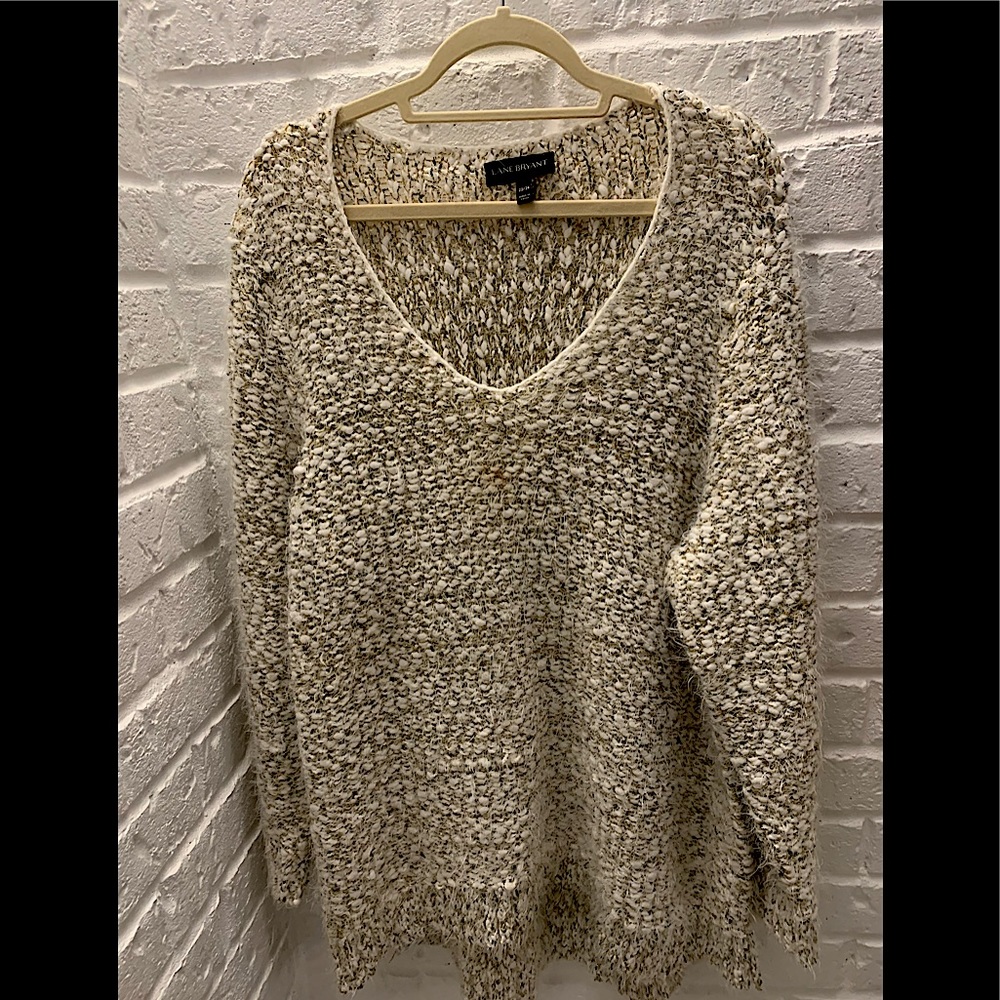25% off listed price . Gold/whiteknitted sweater. Lane Bryant sweater Plus size